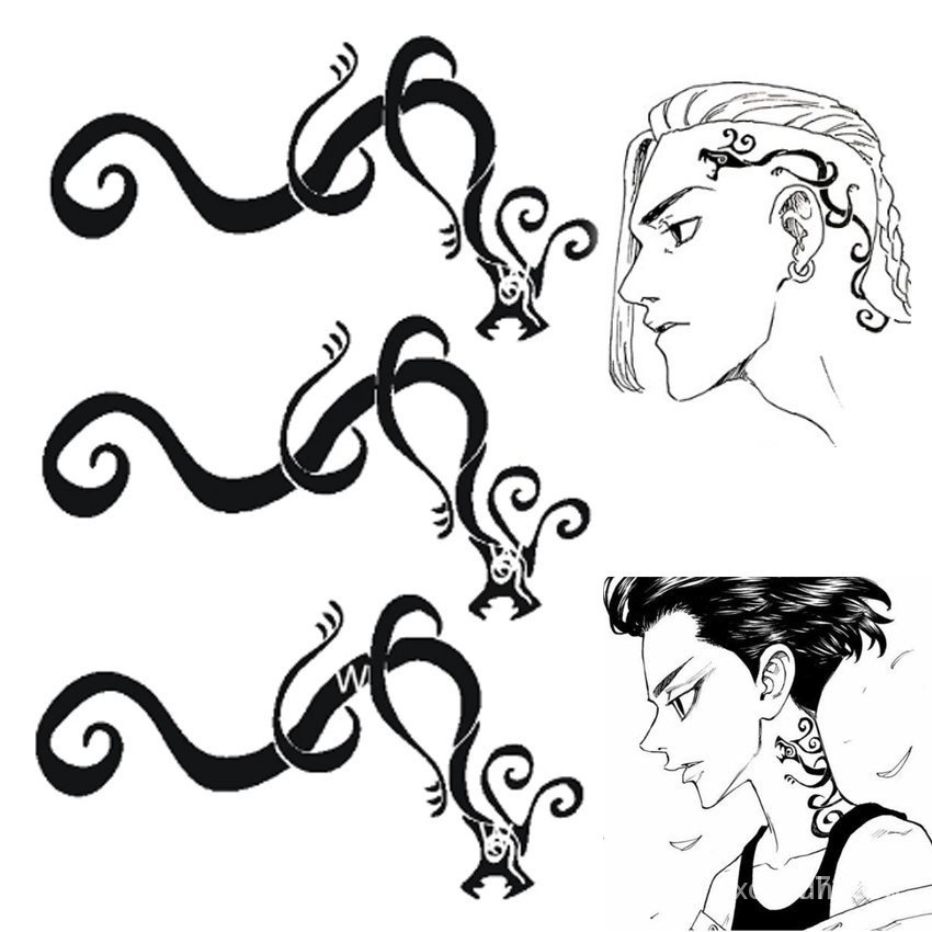 Anime Tokyo Revengers Tattoos Draken Cosplay Sticker Ken Ryuguji Waterproof Temporary Tattoo Sticker