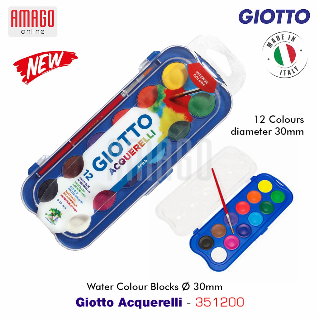 GIOTTO WATER COLOUR BLOCKS - 12 COLORS - 30 MM - 351200