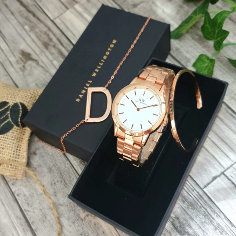 [FREE KALUNG & GELANG] 5 Warna Jam Tangan Wanita DW Rantai Solid