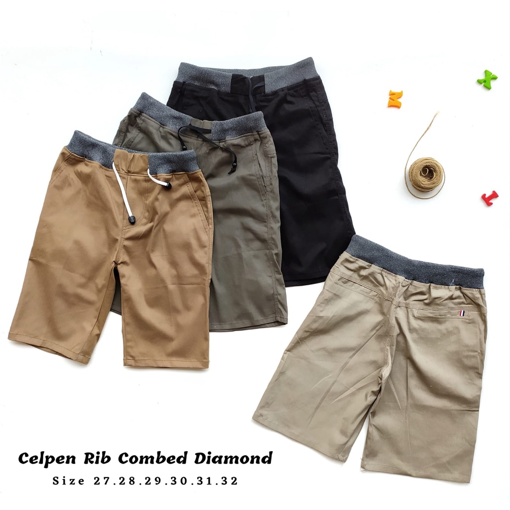 Celana Pendek Celpen Chinos Anak Remaja Cowok Laki Laki Bahan Combed Stretch diamond