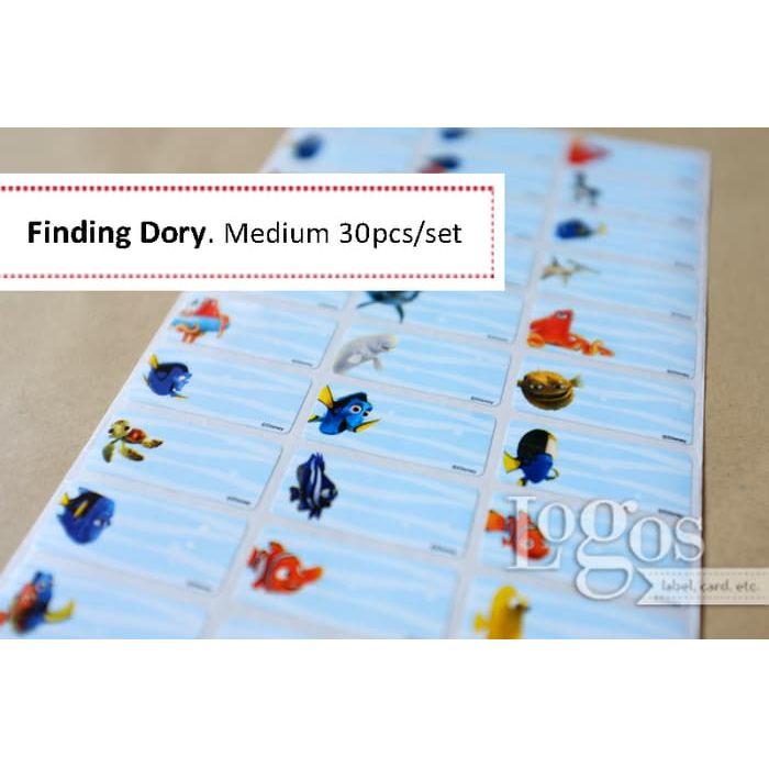 Finding Dory MEDIUM Name Label Stiker ikan dori fish biru disney