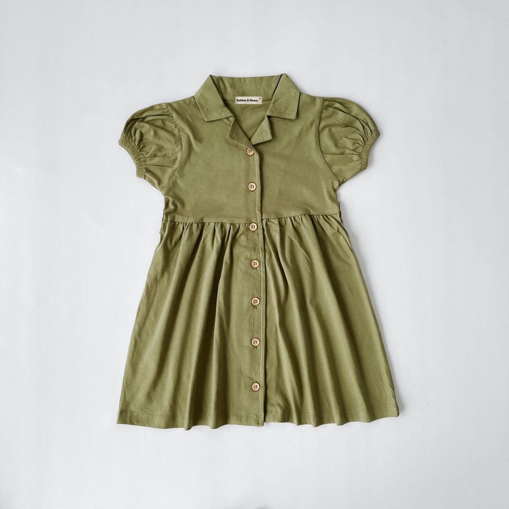 Agni - Venice Dress Kids Olive Green - X Sabine & Heem - Dress Anak Olive Green