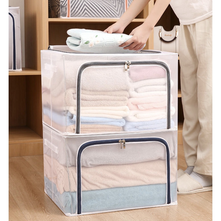 Storage Box Organizer 66 L Tempat Kotak Penyimpanan Pakaian Serbaguna Transparant