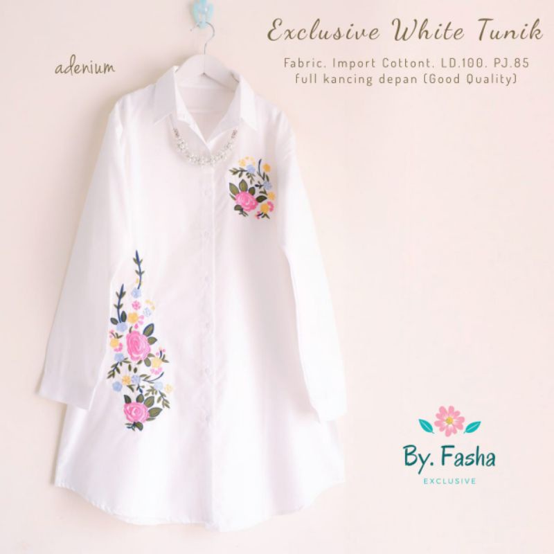 Exclusive white tunik by Fasha | Tunik warna putih