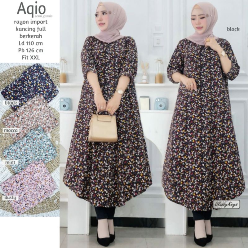 Aqio Atasan Wanita Semi Gamis Premium