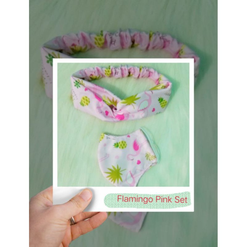 FLAMINGO BANDANA MASKER SET KOREA isi 10 pcs RESELLER/dropship
