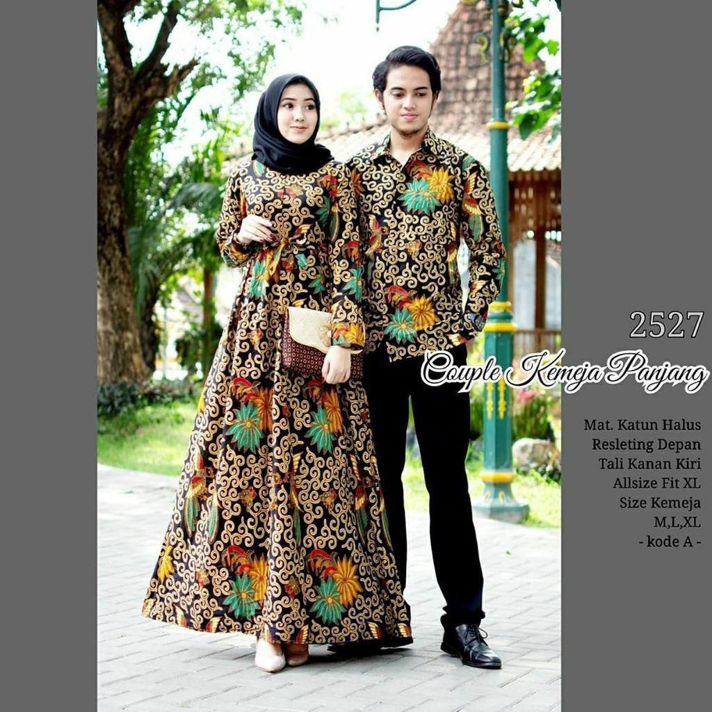 CP010 baju couple KEMEJA  GAMIS batik grosir seragam pasangan keluarga