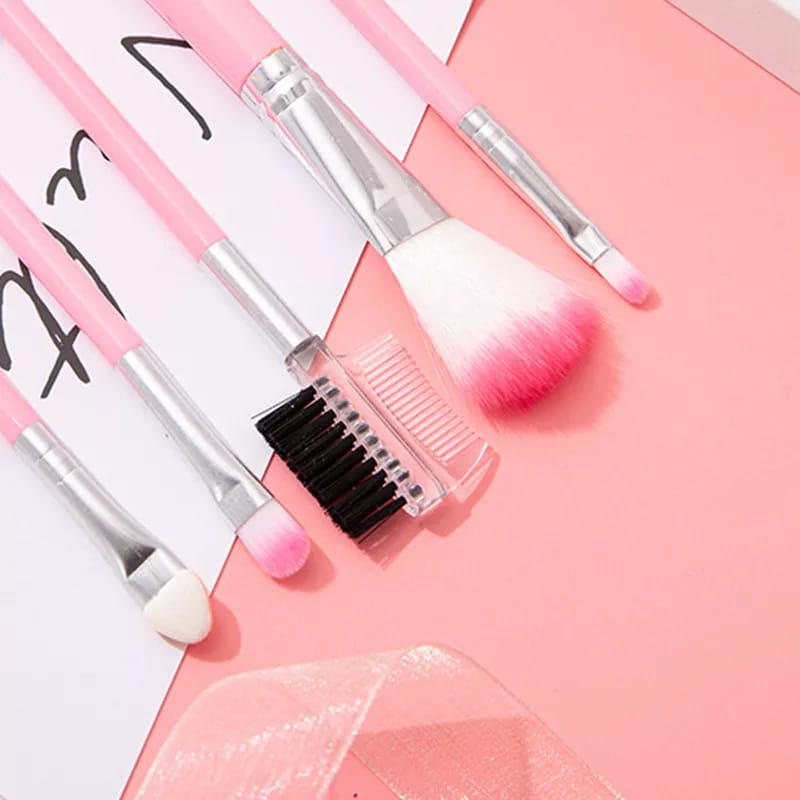 5PCS / Set Kuas 5 in 1 Kuas Mini Make Up Brush Kuas Makeup Eyebrow Brush Blush On Brush Eyeshadow Brush Sponge S720