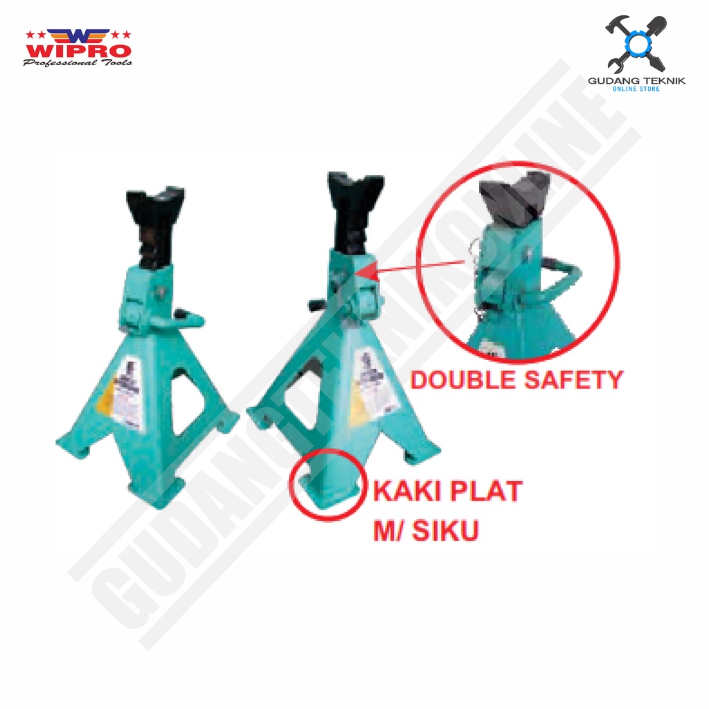 Jack Stand 6 Ton with Kaki + Safety 1Set 2pcs WIPRO T-46001-C / Dongkrak Double Safety Tahanan Dongkrak Mobil Truck 6T 6ton WIPRO T 46001 C - Dongkrak Jack stand With Pin WIPRO T46001C