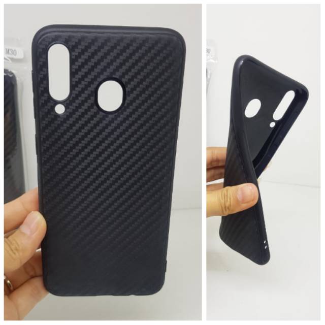 Soft Case Samsung M30 6.4 inch Black TPU Slim Fiber Carbon Samsung M30 Casing Samsung M30 M305