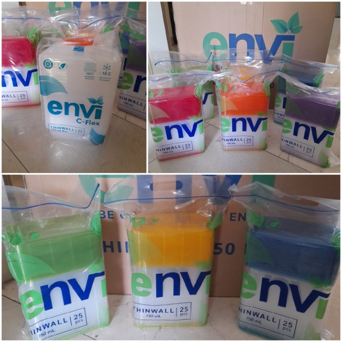 Bekal Envi Kotak Makan Thinwall 750 Ml Take Away Putih Warna