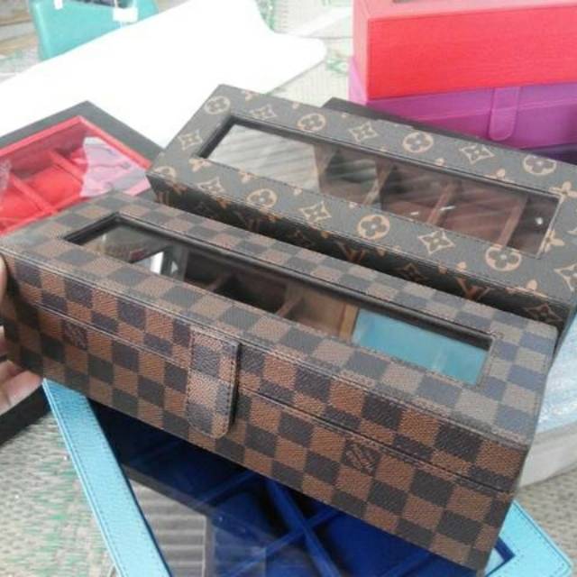 Tempat Jam Tangan Original Box Jam Tangan Kotak Jam Tangan Isi 6 Motif DAMIER