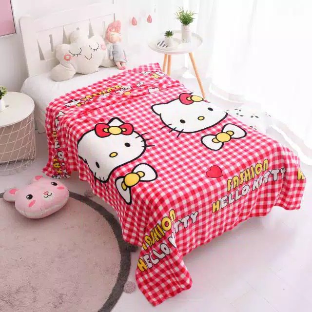 Selimut Bulu Tebal Rosanna BD477  / Karakter / Hello Kitty 7 - Bonus Tas