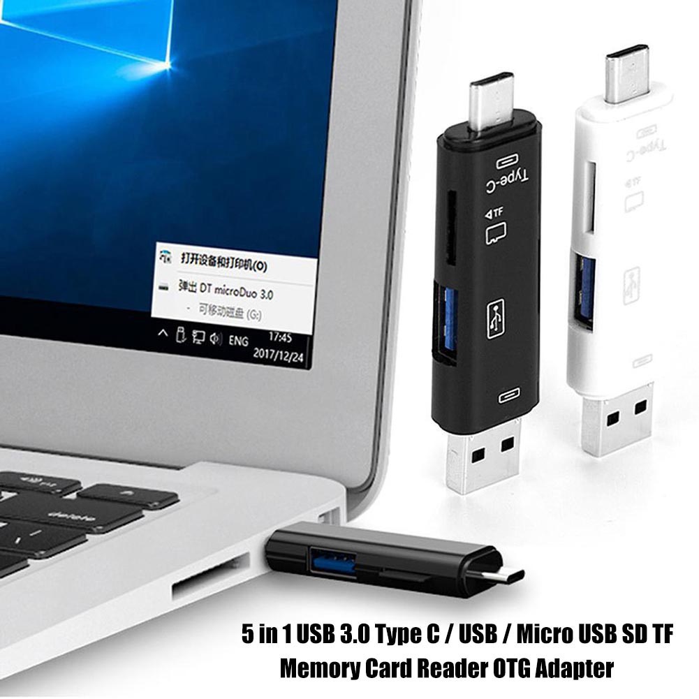 5 in 1 Adapter Card Reader Micro USB 3.0 Type-C OTG TF Digital Untuk Keamanan
