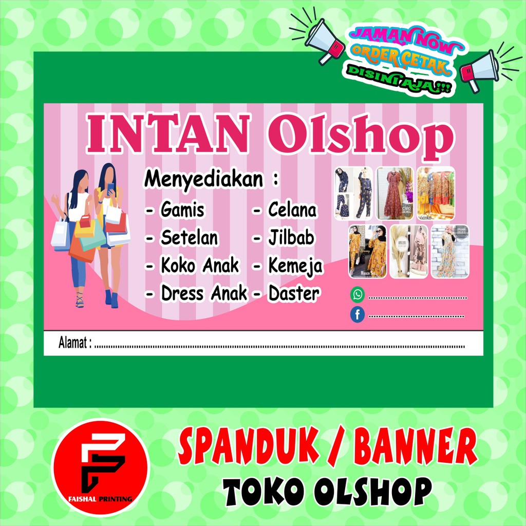 Spanduk Toko Baju / Banner Toko Online shop/ Backdrop Toko Olshop Ukuran 2 x 1 meter