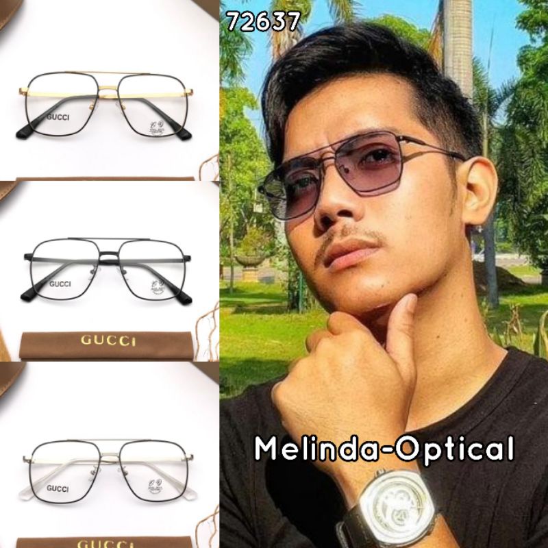 12.12 SALE !! Kacamata Aviator Minus Baca Frame Kotak Pria Wanita Lensa Antiradiasi UV gaya baru kekinian,Kacamata Cowok Lensa Photocromic,Kacamata Kode 72637