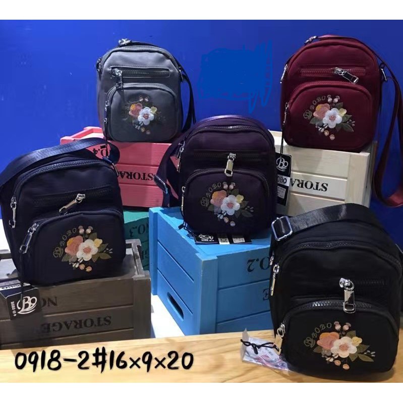 Tas Wanita Import Jinjing dan Selempang BOBO Mini BB0918 0918 BB918 918 9015 9027 Bordir Bunga