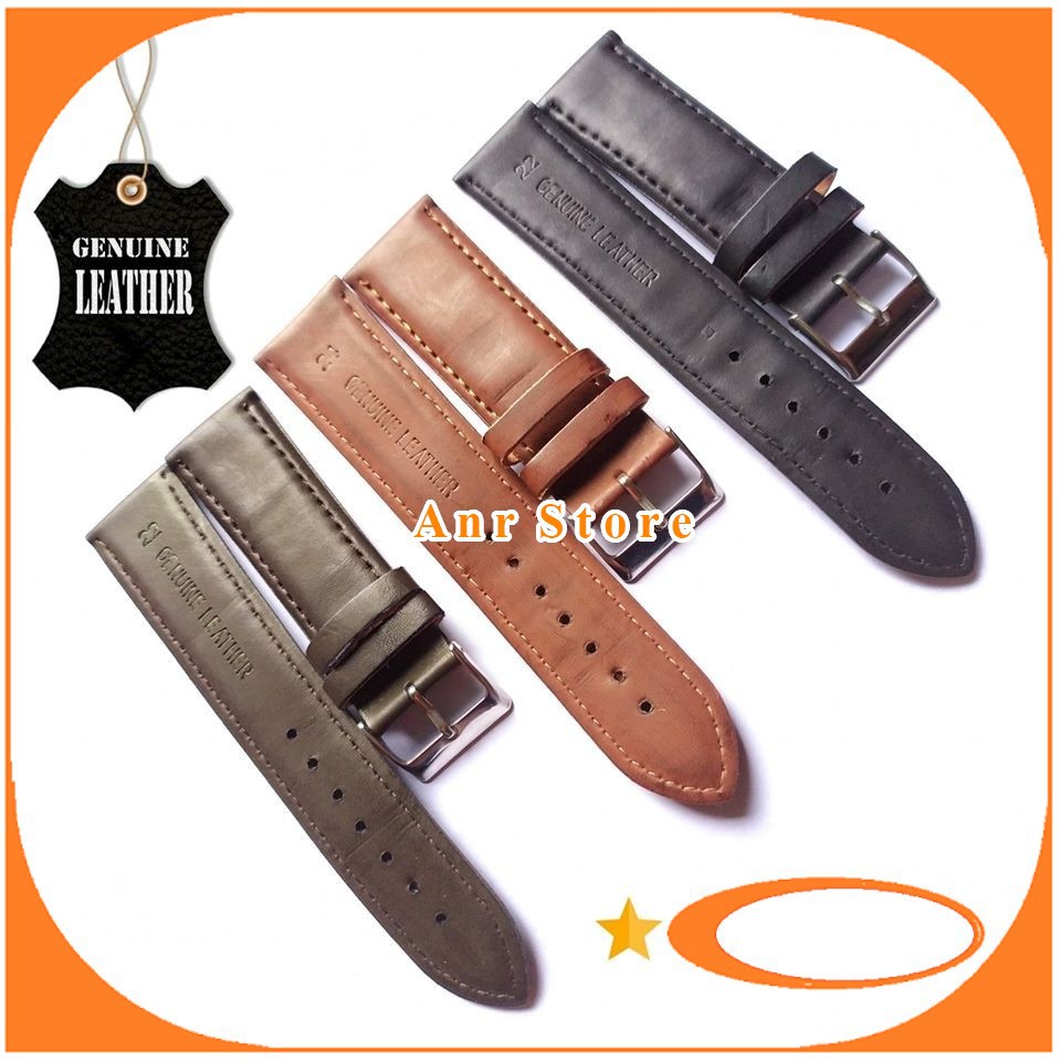 Tali Kulit Jam Tangan Genuine Leather 22mm 24mm