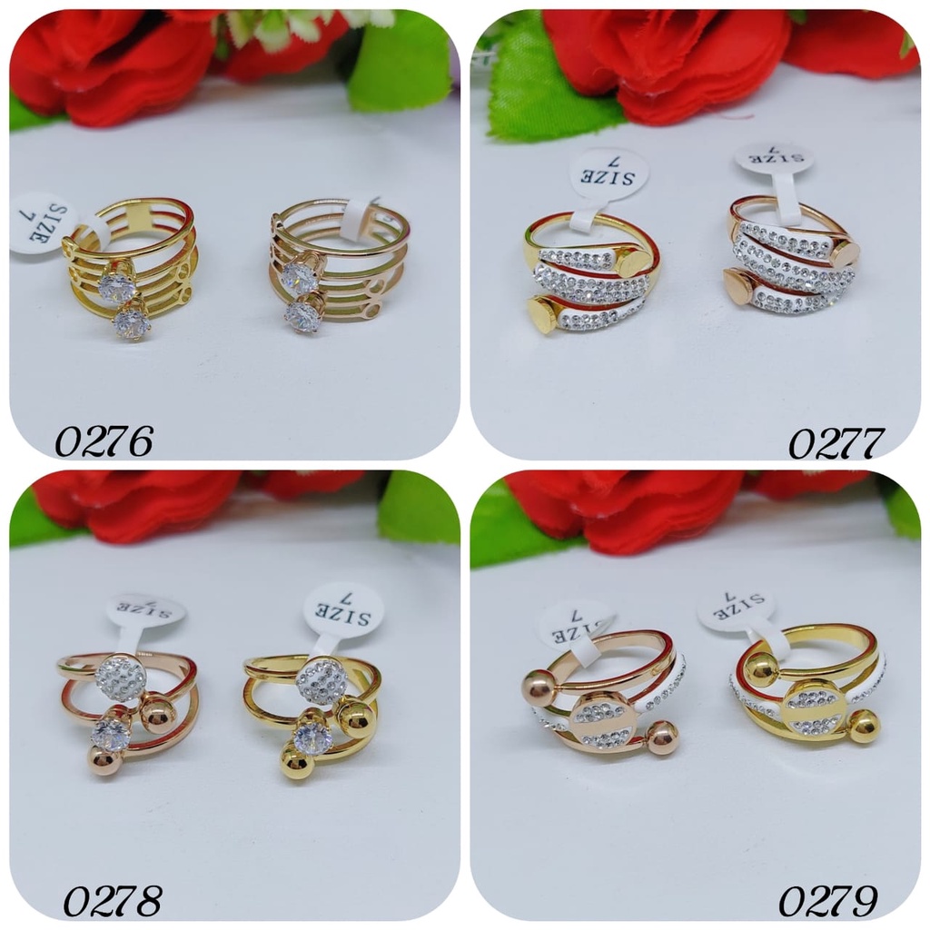 Cincin titanium permata perhiasan fashion 0276-0278