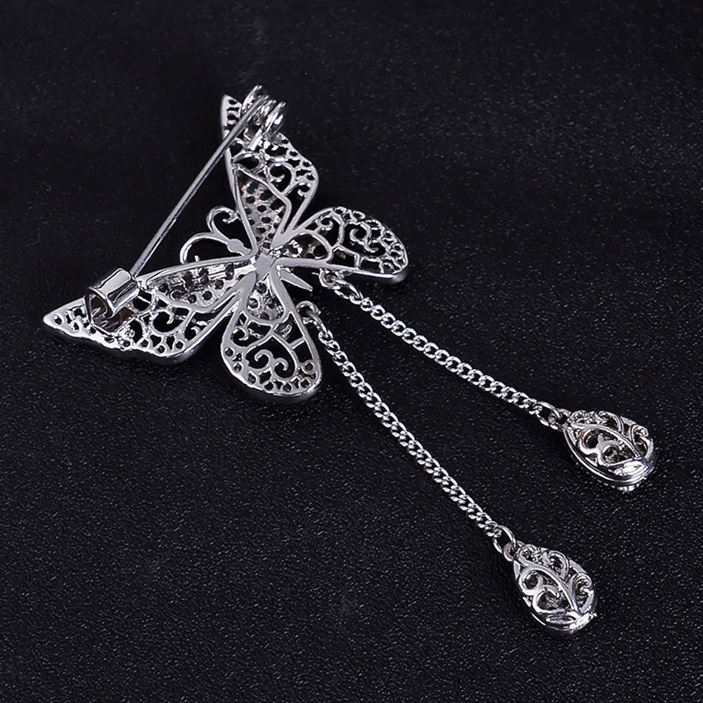 Brooch Bentuk Kupu-Kupu Dengan Rumbai Bahan Cubic Zircon