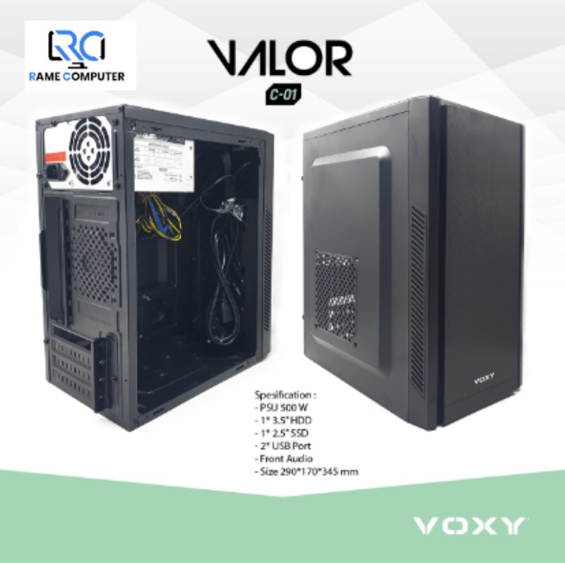 CASING VOXY VALOR C-01 MICRO-ATX WITH PSU 500W / CASE CPU KOMPUTER