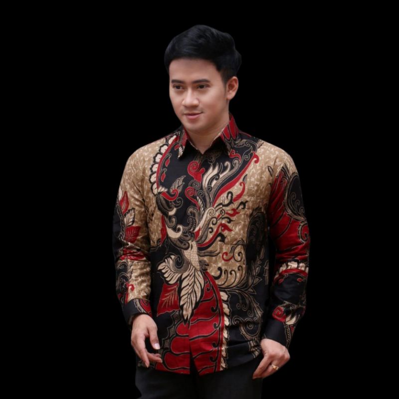 Kemeja Batik Pria Modern Lengan Panjang Casual Modis Slim Fit Trendy Masa Kini OL 162