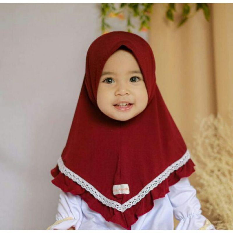 jilbab anak salma / kerudung baby salma renda size 0-2,5th