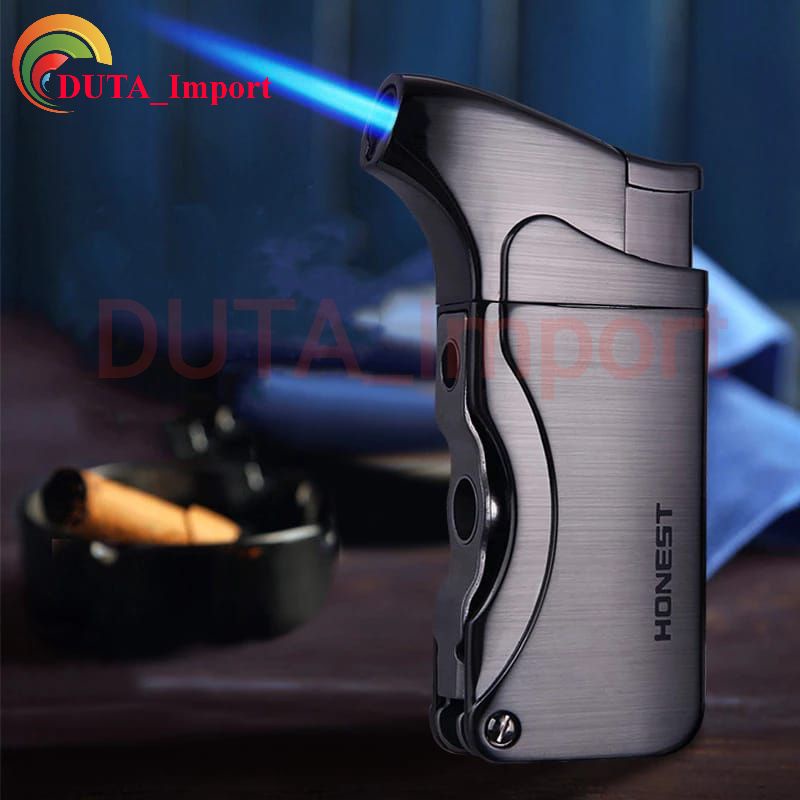 Honest Single Jet Flame double Punch Hole Lighter / Korek Api 1 Jet Crutu Isi Ulang Original Import