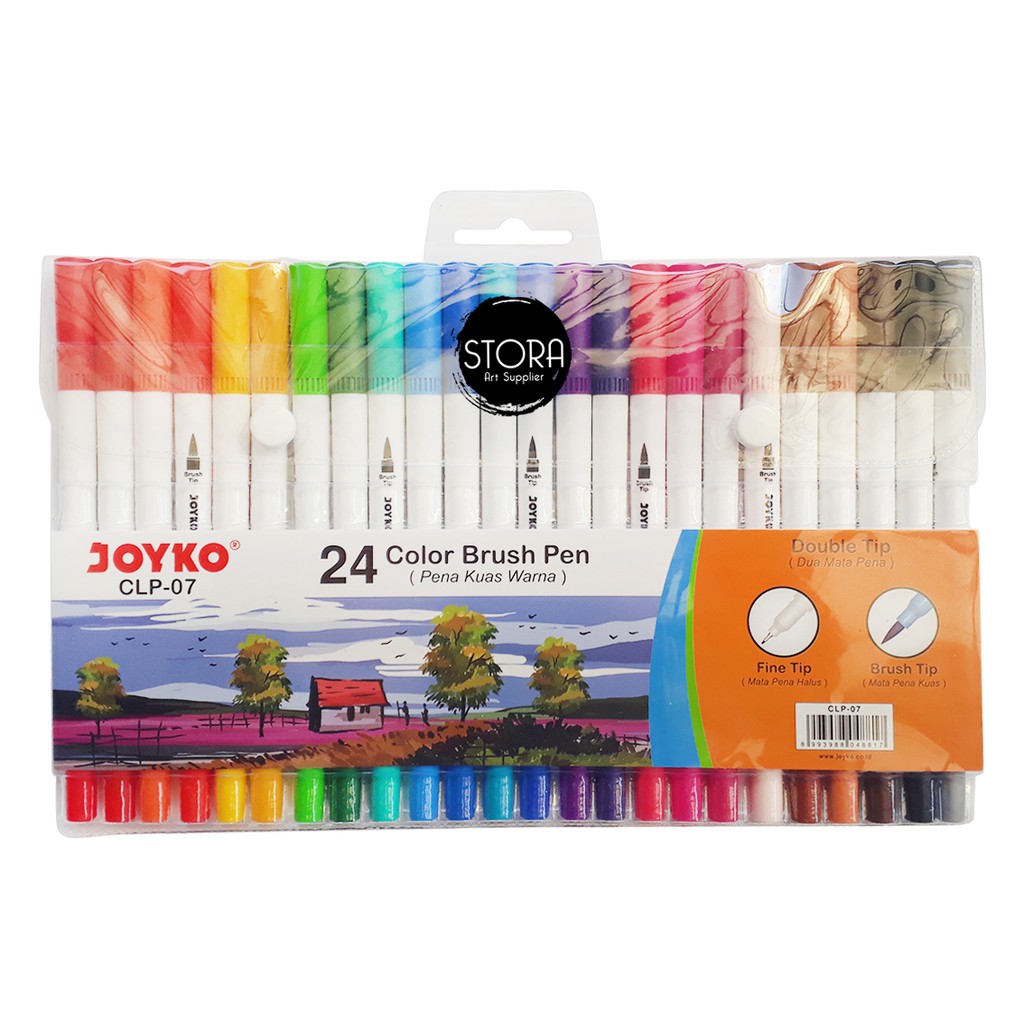 

Joyko Brush Pen Colour Dual Tip Spidol Set 24 Warna CLP-07