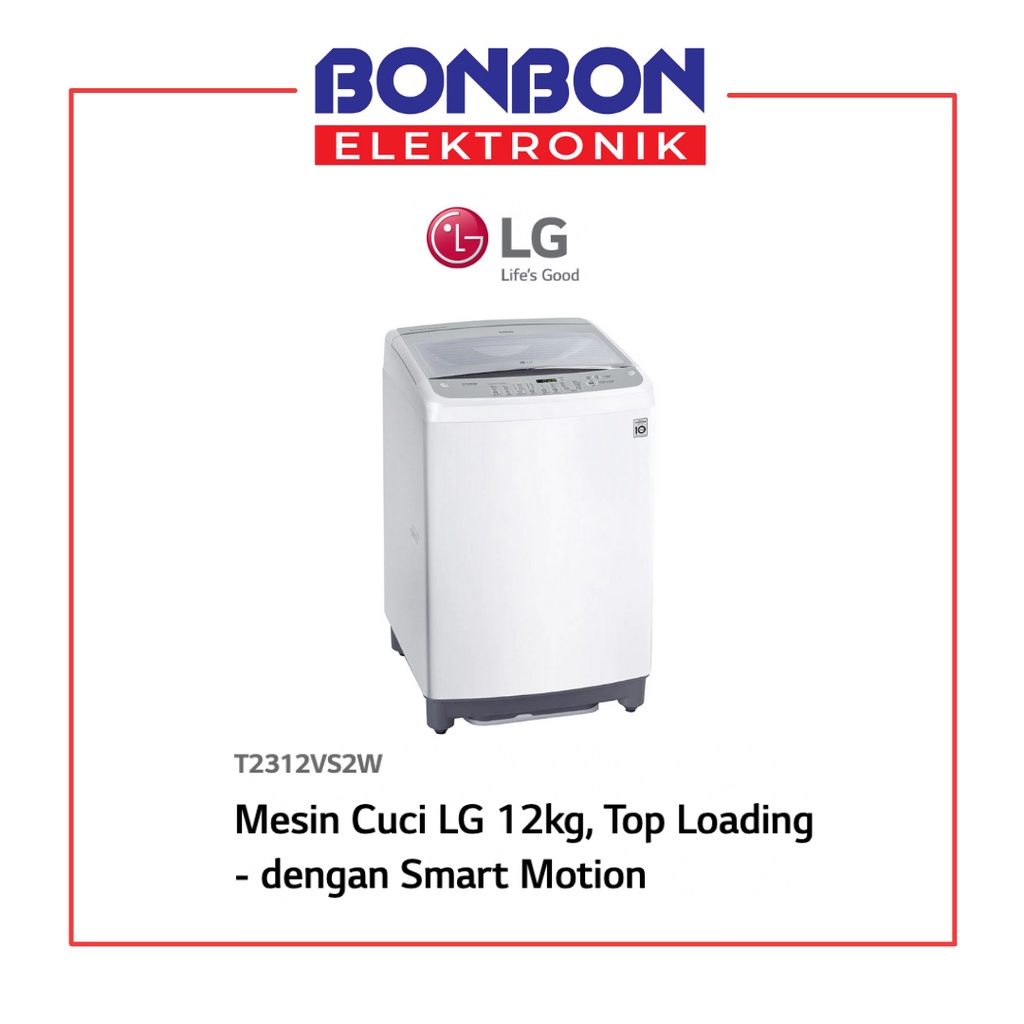 LG Mesin Cuci 1 Tabung 12KG T 2312 VS2W / T2312VS2W / 2312VS2W Smart Inverter