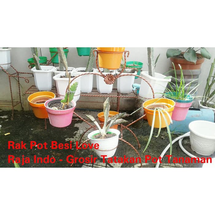 Ternew Rak Pot Besi Love 100 cm Rak Pot Tanaman Bunga dan Ternew Rak Pot Besi Love 100 cm Rak Pot Tanaman Bunga dan