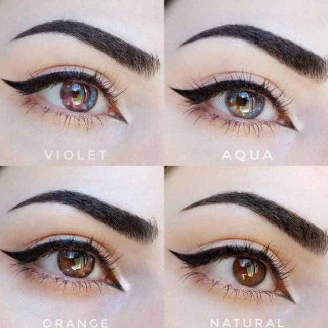 Share: Favorit (1,2RB) ORIGINAL Softlens EOS Dunia Warna Aqua Orange Violet Minus Murah Original Kor