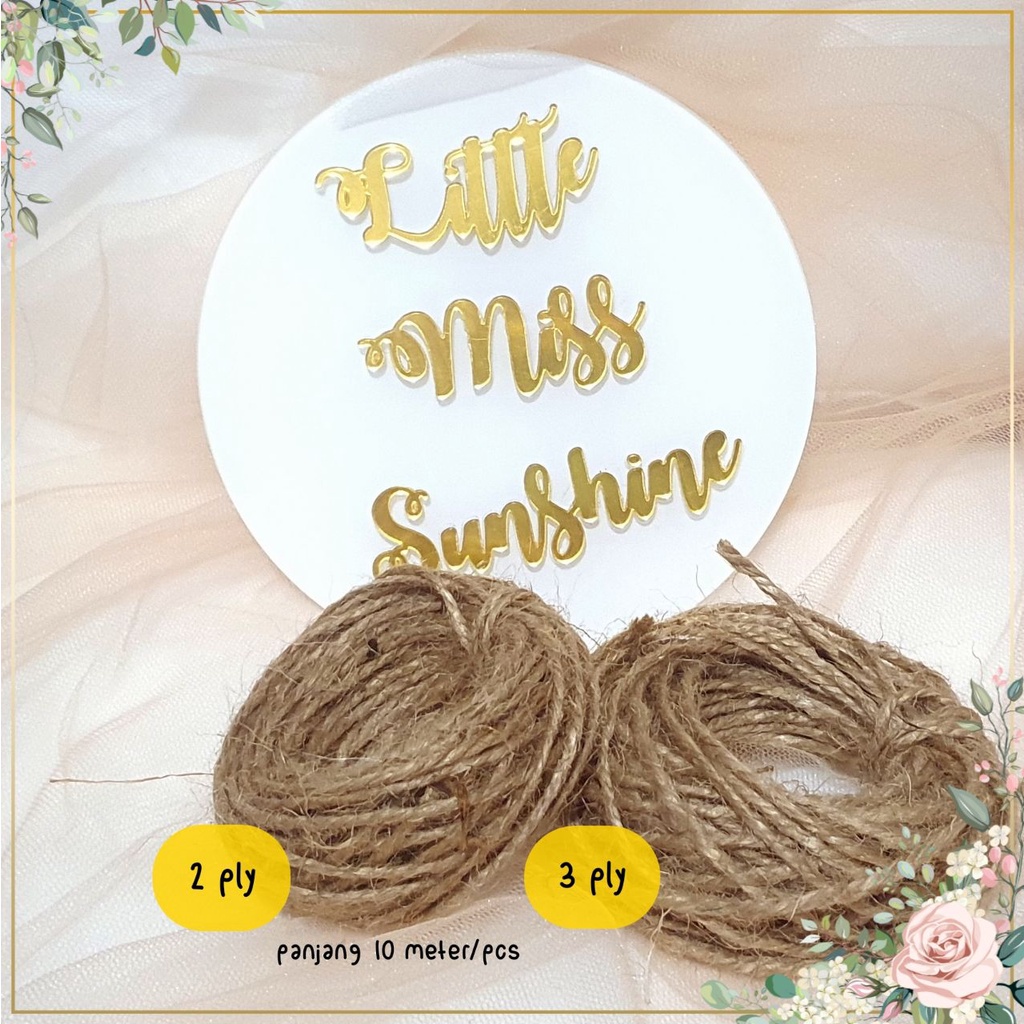 Hemp Rope Tali Jute Rami 10 Meter meteran 2ply 3ply High Quality Goni Kotak Hadiah Kado Birthday Kids Present Christmas DIY Craft Scrap Book Wedding Souvenir Cindera Mata Fiancee Tunangan Acara Lamaran Good Quality Branded Little Miss Sunshine Malang