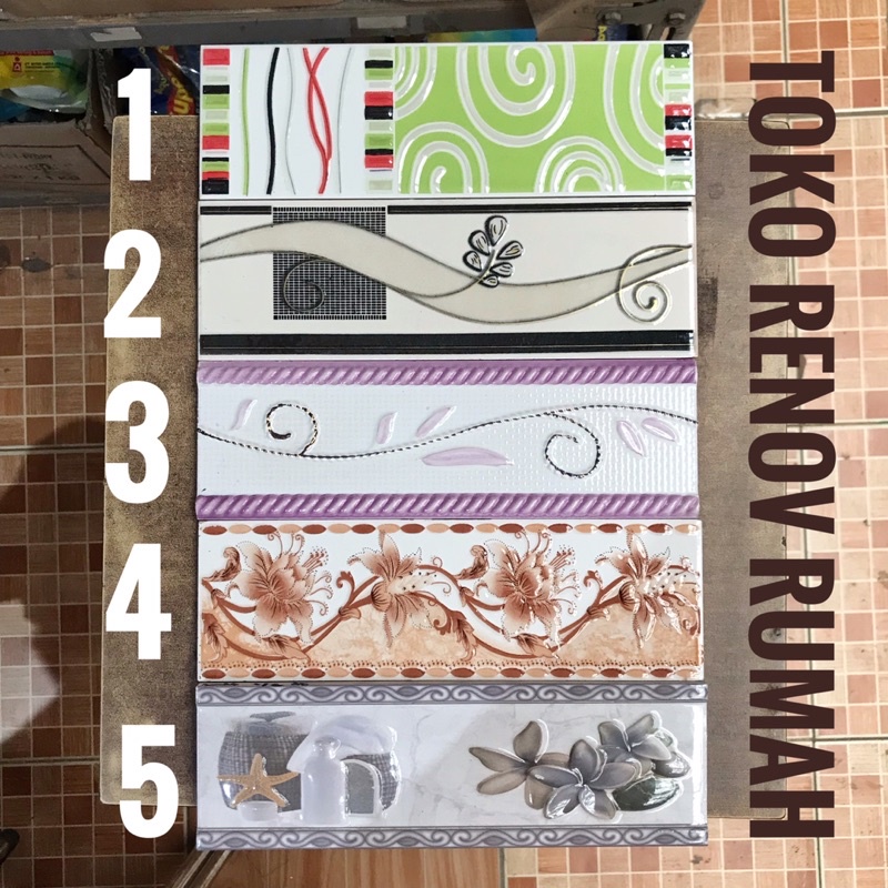 lis keramik 25cm/ list keramik/ bonbon keramik/ lis keramik dinding kamar mandi/ keramik dinding