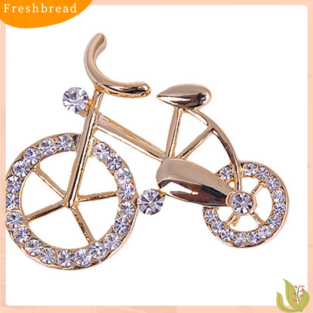 [ TERLARIS]Fashion Alloy Rhinestone Inlaid Bicycle Brooch Pin Badge Decor Jewelry Gift