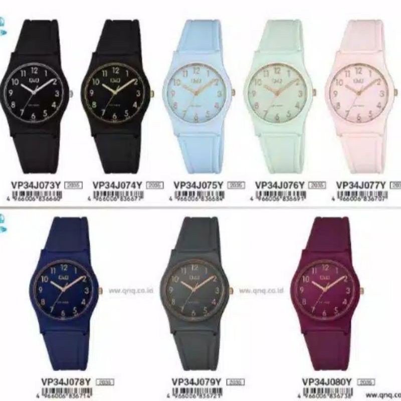 Q&Q ORIGINAL QQ ORI QNQ VP34 RUBBER BAND LADY WATCH VP34J075Y - 080Y