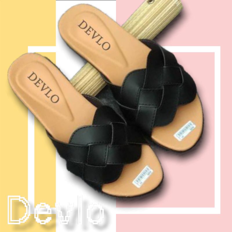 Devlo Sandal Teplek Wanita Rajut Slip On Terbaru Size 37 - 40 (DEVLO KETUPAT)