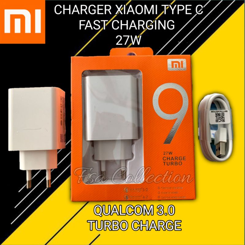 Charger xmi type c 18W 22W 27W 33W 55W Turbo note 7/note 8/note 9/9 pro/poco m3/ M3 pro/X3/X3 pro/F3