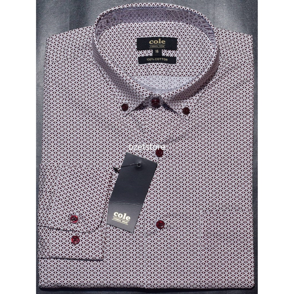 COLE Kemeja Pria Formal Lengan Panjang Marun Slimfit CE27 ORI