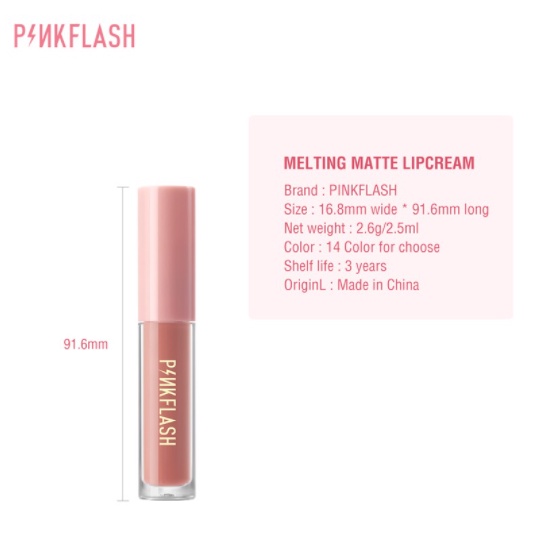 PINKFLASH Lasting Matte Lipcream - Lipstick Liptint Lembut Tahan Lama &amp; Air