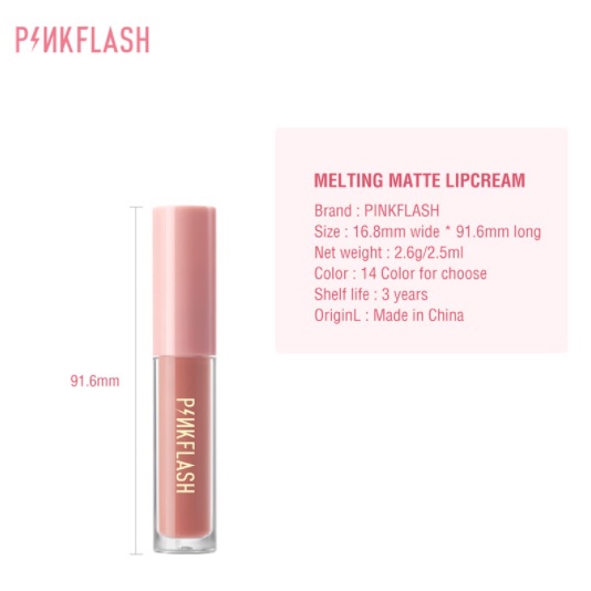 PINKFLASH Long Lasting Matte Lipcream - Lipstick Liptint Lembut Tahan Lama &amp; Air