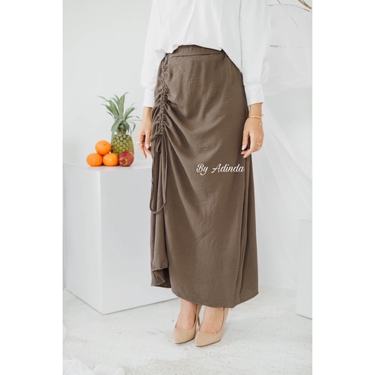 ROK KERUT TALI AIRFLOW CRINKLE SKIRT SERUT BASIC PANJANG BAWAHAN WANITA