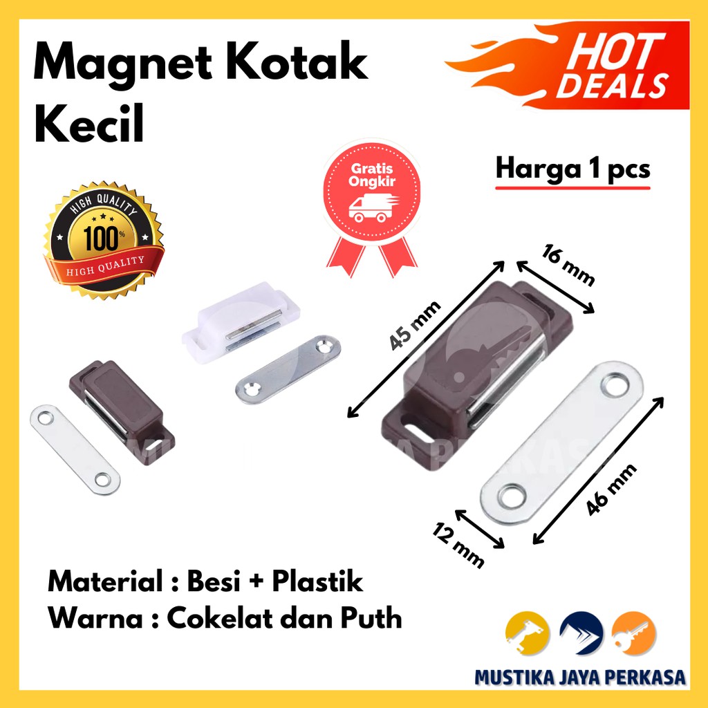 Magnet Pintu Lemari Laci Kotak Coklat Putih Besi