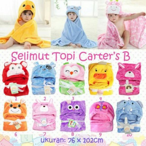 Harga SALE !!! Selimut Bayi Carter Topi Karakter / Selimut Bayi Lembut