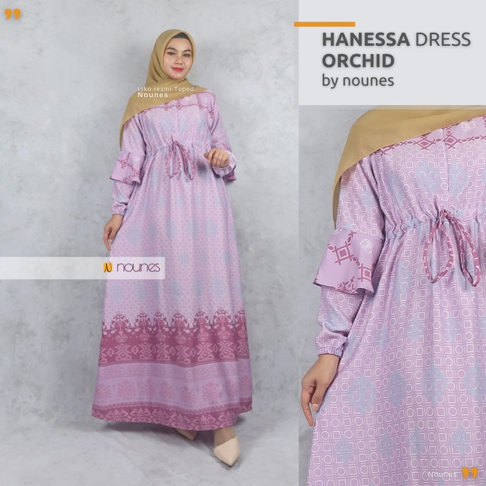Hot Sale NOUNES HANESSA gamis pesta syari maxmara dress Ruffle tali serut busui - BABY BLUE M