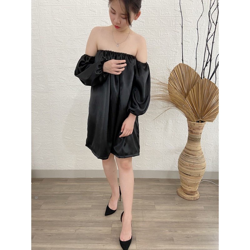dress satin | kemben dress satin | sabrina dress | lengan panjang