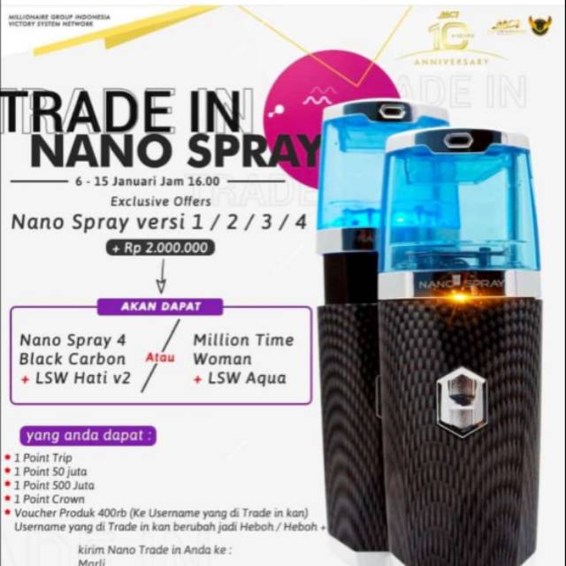 Khusus trade in Nano Spray (segala Kondisi) ke nano 3 carbon & LSW H2 atau jam tangan & LSW Aqua
