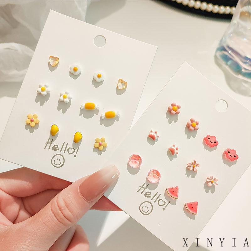 6 Pasang Anting Tusuk Bahan Keramik Untuk Wanita