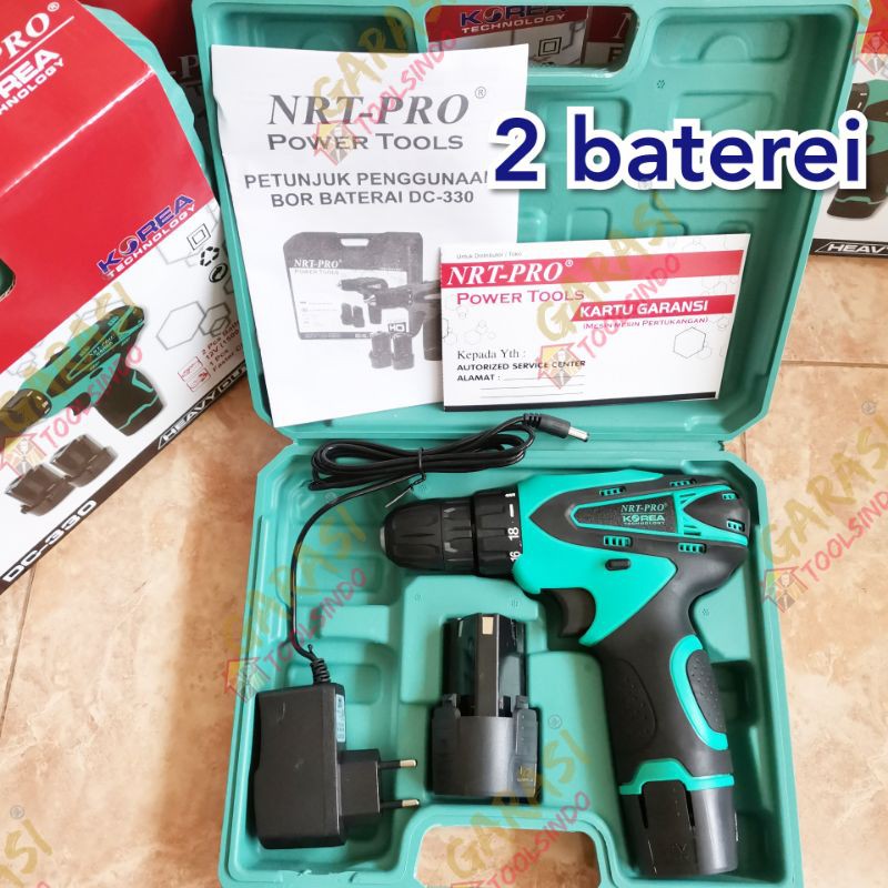 cordless drill 10 mm NRT PRO KOREA TECH DC330 mesin bor baterai bor tanpa kabel bor baterei
