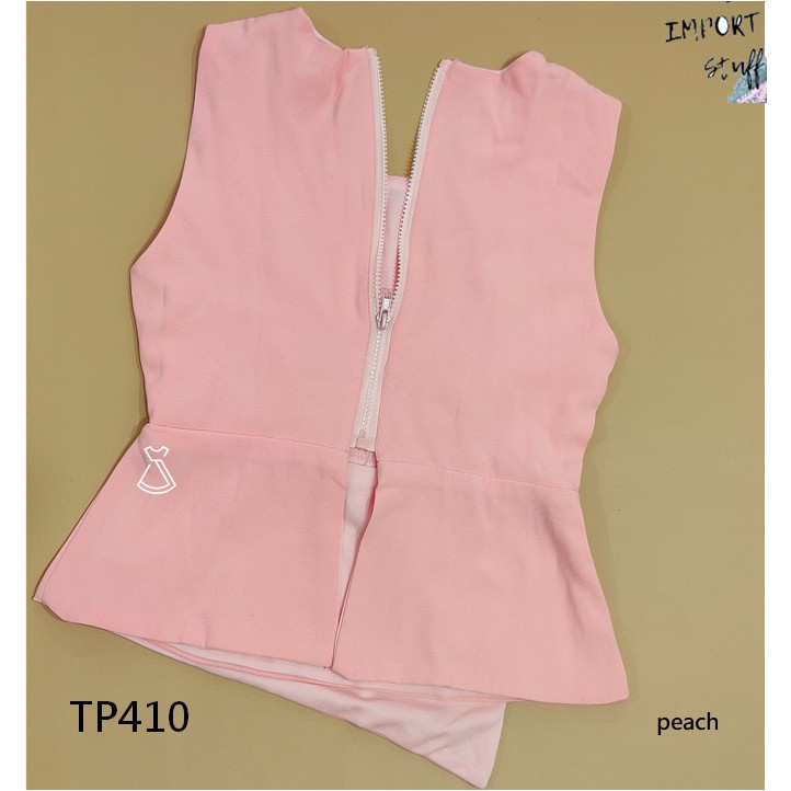 TP410 - ATASAN SLEEVELESS PEACH POLOS BLOUSE WANITA